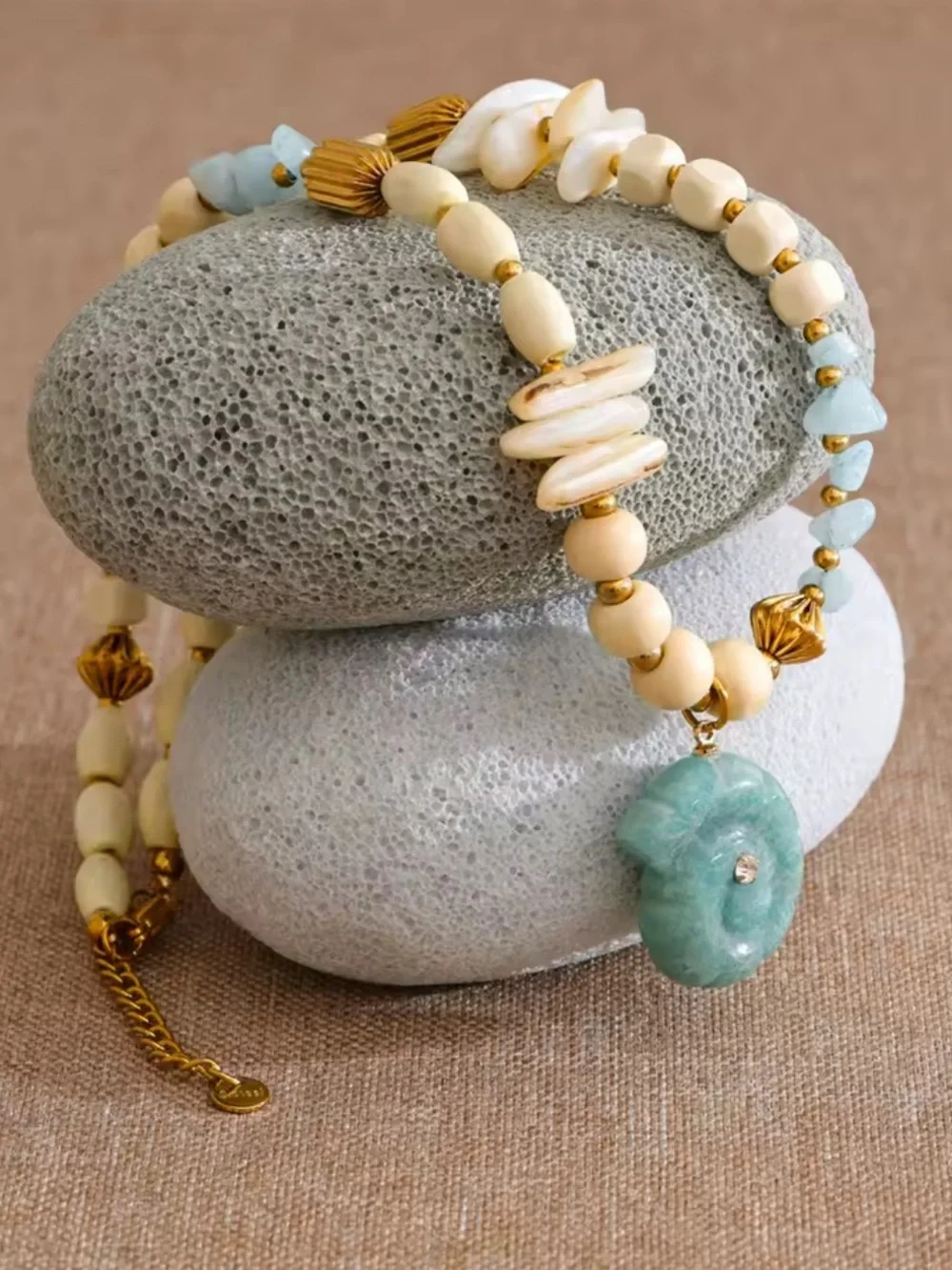 Aqua Couture Pendant Beaded Necklace